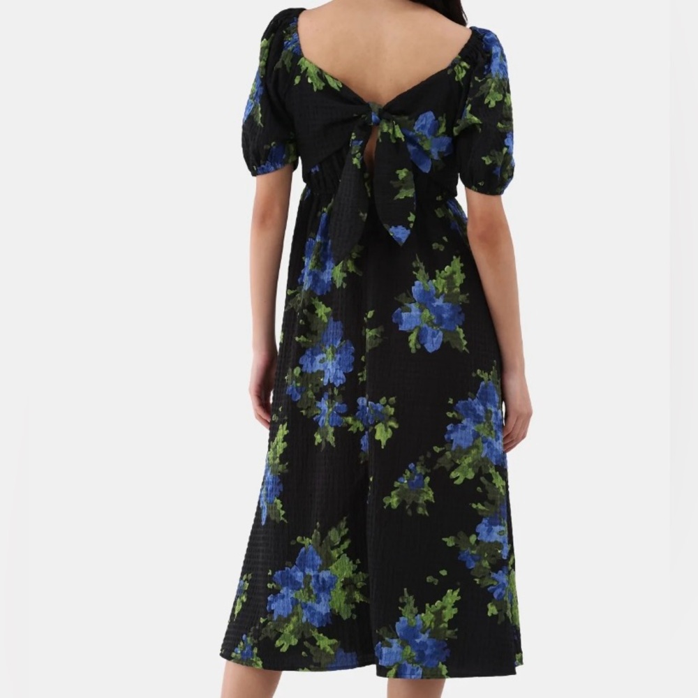 Floral Black and Blue Women's Dress - Picture 2 of 5